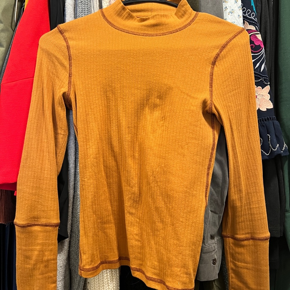 Free People Gold turtleneck shirt
